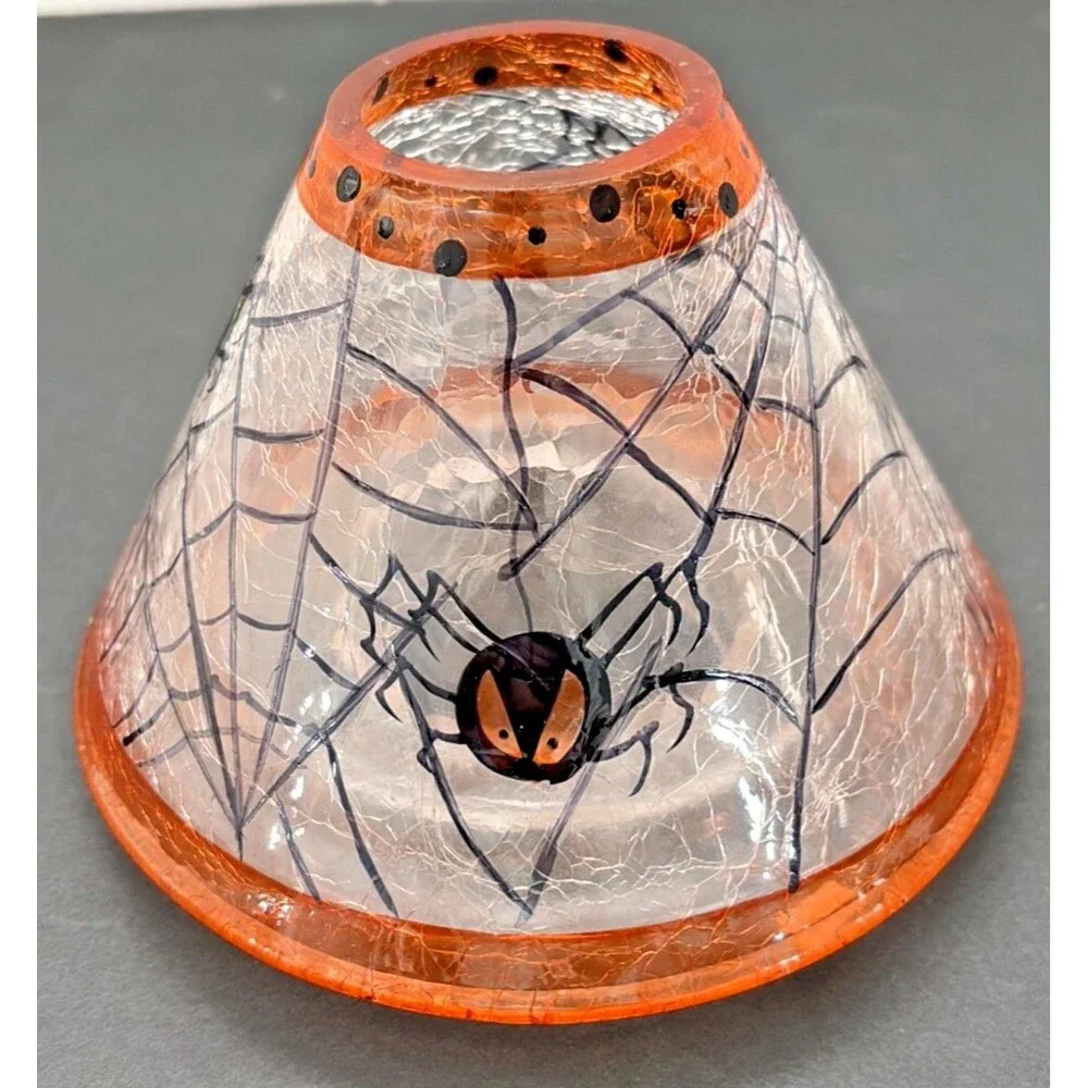 Yankee Candle Halloween Flicke Spider Web Crackle Glass Large Jar Shade Retired